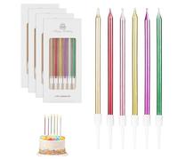 Ji liangli 24 Pièces Bougies d'anniversaire Fines et Décoratives,Bougies pour Gâteau d'anniversaire,Décoration de Fête Élégante,pour Fêtes d'anniversaire et de Mariage(Couleurs chatoyantes)
