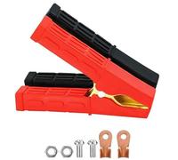 Ji liangli Lot de 2 Grandes Pinces Crocodile en cuivre Pur pour Batterie Auto,Pinces de démarrage isolées avec poignées Plastique,pour câble de Charge et de démarrage de Voiture (Noir+Rouge)
