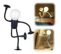 JIABAOZ Lampe de Nuit Amusante avec Ventouse, Lampe Créative en Forme de Personnage, Petite Lampe de Bureau LED Polyvalente, Décoration de Noël (Black)