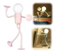 JIABAOZ Lampe de Nuit Amusante avec Ventouse, Lampe Créative en Forme de Personnage, Petite Lampe de Bureau LED Polyvalente, Décoration de Noël (Pink)