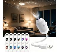 JIABAOZ Projecteur de Lumière Nocturne Holographique HD Smart 5D, Projecteur d'étoiles HD Plug and Play, USB Galaxy Projector Night Light, Galaxie et Lune Océan (12 Films)