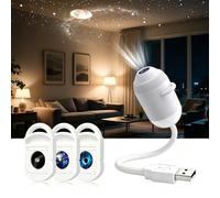 JIABAOZ Projecteur de Lumière Nocturne Holographique HD Smart 5D, Projecteur d'étoiles HD Plug and Play, USB Galaxy Projector Night Light, Galaxie et Lune Océan (3 Films)