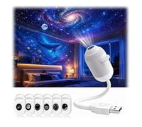 JIABAOZ Projecteur de Lumière Nocturne Holographique HD Smart 5D, Projecteur d'étoiles HD Plug and Play, USB Galaxy Projector Night Light, Galaxie et Lune Océan (6 Films)