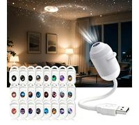 JIABAOZ Projecteur de Lumière Nocturne Holographique HD Smart 5D, Projecteur d'étoiles HD Plug and Play, USB Galaxy Projector Night Light, Galaxie et Lune Océan (24 Films)