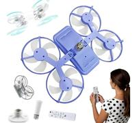 JIABAOZ Ventilateur De Plafond À 4 Hélices Design Drone Luminaire LED Modulable 3000K-6500K Silencieux Avec Télécommande Ventilateur Plafond 2-en-1 Pour Chambre Salon Balcon Salle De Bain (Bleu)