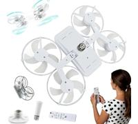 JIABAOZ Ventilateur de Plafond LED Style Drone avec Pale Pliables, Ventilateur Silencieux à Visser sur Douille E27, 3 Modes de Couleur, pour Chambre, Salon, Salle à Manger (White)