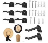JIAC 8 Pcs Crochets de Chapeaux Mural Double Hook Porte-Chapeaux Résistant Crochet à Chapeau Adhésifs Sans Perforation Porte Chapeau Mural Pour Chapeaux,Écharpes,Sacs,Serviettes,Casques (Noir)