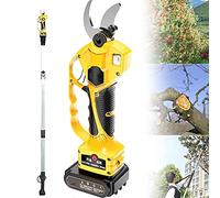 JIADUOFU Sécateur Électrique Professionnel,Coupe-Branches Élagueur Alimenté sans Fil Jardin,diamètre Coupe 40mm avec 2 Batterie Au Lithium Remplaçable Et Perche Télescopique,220v-190cmextensionrod