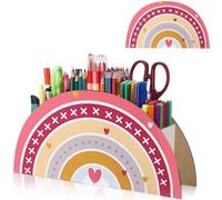 Jiahuade Porte-stylo arc-en-ciel pour enfants, Organisateur de bureau, Porte-stylo de bureau, Organisateur de stylo en bois, Organisateur de table, Organisateur arc-en-ciel, Organisateur de bureau arc