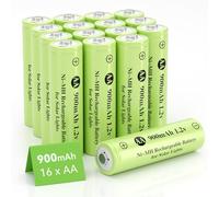 JiajaX Lot de 16 piles rechargeables AA 1,2 V Ni-MH, double A, 900 mAh, 1,2 V, haute capacité pour lampes solaires, guirlandes lumineuses, lampes solaires pour allée (AA-900 mAh-16 paquets)