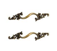 jiajulashou123 2 Pcs Poignées d'armoire en laiton Antique Poignées de Garde-robe Poignée de Cuisine Rétro Poignée de Tiroirs Vintage Boutons de Placard pour Meuble Cuisine (Bronze,Pitch:96mm)