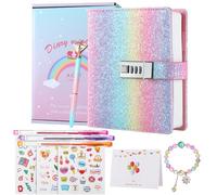 JIALILI Agenda arc-en-ciel avec serrure pour filles de 8 à 12 ans, cadeau d'anniversaire pour filles de 9, 10, 11, 12 ans, journal verrouillé par mot de passe pour adolescentes