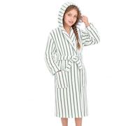 JiAmy Peignoir de Bain Enfant en Polaire Rayé de 4 à 14 Ans | Capuche ceinture réglable doublure chaude Idéal après le bain.