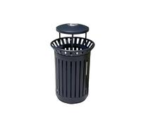 JIANBOHAIRS Outdoor Trash Can Poubelle extérieure ajourée de grande capacité de 50 litres avec cendrier, poubelle en métal robuste(Black)