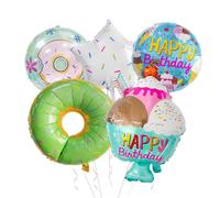 Jiangbered Ballons de Crème Glacée Ballons Joyeux Anniversaire, Ballons En Aluminium Beignet Joyeux Anniversaire pour Anniversaire Doux, Fournitures de Fête, Beignet vert