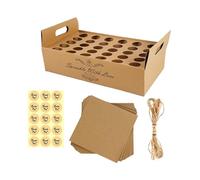 Jiangbered Plateau à Confettis en Forme de Cornet, Boîte de Présentation en Papier pour Mariage, Présentoir, Boîte de Rangement, Support à Faire Soi-même pour FI, Marron et 30 Trous