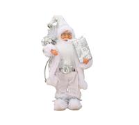 Jiangbered Statuette Décorative de Père Noël En Tissu avec Bottes et Chapeau, Idéale pour Décorer Une Table Ou Un Mur, Blanc