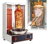 JIANGYUXINLI Grill Vertical Infrarouge 2400W, Machine à Shawarma Électrique, Rotation 360°, Cuisson Rapide, Bac à Graisse, Joint Silicone, Acier Inoxydable, pour Snack