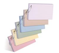 JIANTA Fiche Bristol Couleur, 300 Flash Cards en 6 Couleurs avec 6 Anneaux | Fiches Colorées 150 g/m², 7,5 x 12,5 cm Fiches Lignées pour les devoirs, examens, révisions, exercices et les résumés