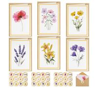 JIANTA Lot de 36 Cartes de Merci avec Enveloppes | 6 floraux, cartes de vlœux pour mariage, anniversaire, baby shower, invitation, 10 x 15 cm