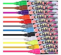 JIANTA Stylo Craie Effacable Feutre pour Vitre, 6 MM Marqueurs de Fenêtre | 10 MM Pointe Jumbo Marqueurs à Effaçage à Sec Pour Tableaux Noirs, Enseignes, Fenêtres, Verre - Lot de 12 Multicolore