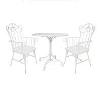 JIAOCKJIAO Ensemble Bistro 3 Pièces, Table Bistrot Exterieur En Fer Forgé | Table Et Chaises De Jardin En Métal Vintage, Salon De Jardin Exterieur For Bars, Restaurants Et Cafés(White)