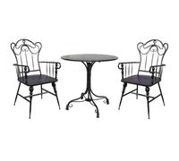 JIAOCKJIAO Ensemble Bistro 3 Pièces, Table Bistrot Exterieur En Fer Forgé | Table Et Chaises De Jardin En Métal Vintage, Salon De Jardin Exterieur For Bars, Restaurants Et Cafés(Black)
