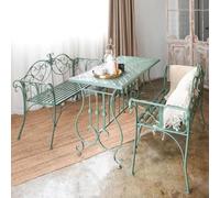 JIAOCKJIAO Ensemble Bistro Extérieur, Tables Et Bancs En Fer Forgé 3 Pièces | Table Et Chaises De Jardin En Métal Vintage, Salon De Jardin Exterieur For Bars, Restaurants Et Cafés(Green,3 Piece)