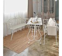 JIAOCKJIAO Ensemble Bistro Extérieur, Tables Et Bancs En Fer Forgé 3 Pièces | Table Et Chaises De Jardin En Métal Vintage, Salon De Jardin Exterieur For Bars, Restaurants Et Cafés(White,3 Piece)