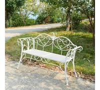 JIAOCKJIAO Ensemble Bistro Extérieur, Tables Et Bancs En Fer Forgé 3 Pièces | Table Et Chaises De Jardin En Métal Vintage, Salon De Jardin Exterieur For Bars, Restaurants Et Cafés(White,Chair)