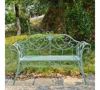 JIAOCKJIAO Ensemble Bistro Extérieur, Tables Et Bancs En Fer Forgé 3 Pièces | Table Et Chaises De Jardin En Métal Vintage, Salon De Jardin Exterieur For Bars, Restaurants Et Cafés(Green,Chair)
