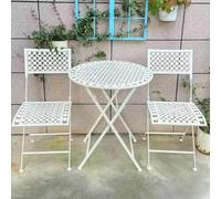JIAOCKJIAO Ensemble Bistro Pliant Blanc, Table Et Chaises Balcon 3 Pièces | Table Bistrot Exterieur, Salon De Jardin Pour Balcon En Fer Forgé, For Jardin, Balcon, Terrasse, Café(White)