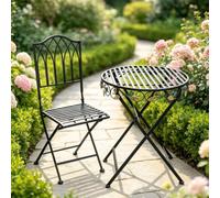 JIAOCKJIAO Ensembles De Bistro De 2 À 3 Pièces, Table Bistrot Exterieur | Table Et Chaise Balcon En Fer Forgé Noir Avec Accents De Fleurs, Salon De Jardin for Porche, D'arrière(1 chairs)