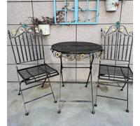 JIAOCKJIAO Ensembles De Bistro Pliant 3 Pièces, Table Et Chaises En Métal | Table Ronde Noir Avec Accents De Fleurs, Tables Et Chaises En Fer Forgé, Salon De Jardin Pour Balcon(Distressed black)