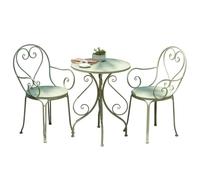 JIAOCKJIAO Table Bistrot Exterieur en Métal, 3 Pièces Table et Chaise | Ensembles de Bistro en Fer, Table Ronde 2 Chaise, Petit Salon de Jardin Pour Balcon, Porche, Petit Patio(Green)
