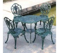 JIAOCKJIAO Table Bistrot Exterieur, Tables Et Chaises 3/5 Pièces | Ensemble De Bistro Métal, Table Et Chaise En Fer Forgé, Salon De Jardin Floral Antique For Cour, Villa(Bronze,4 Chairs)