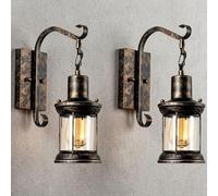 JIAODIE Applique Murale Industrielle Vintage Lampe Murale Rustique Métallique Luminaire Murale Pour Grenier Pour Restaurant Bar Café Lanterne Murale Pour Couloir Lampe De Chevet E27(Bronze,2 Pieces)