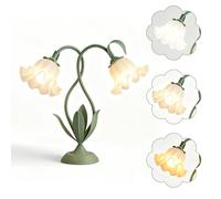 JIAODIE Lampe De Table Muguet À 3 Températures De Couleur Réglables Élégante Lampe De Chevet Florale LED Avec Interrupteur En Ligne Éclairage Vintage Pour Chambre Salon Entrée Et Salle À Manger