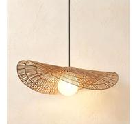 JIAODIE Lampe Suspendue En Rotin Pendule Bohème Vintage Luminaire Suspendu Rustique Abat-jour En Rotin Tressé À La Main Réglable En Hauteur Jusqu'à 150 Cm Salon Chambre Cuisine E27(Single,60cm)