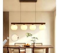 JIAODIE Luminaire Linéaire Suspendu En Bois Réglage Continu 3000K-6000K Plafonnier Suspendu Forme Fleur Suspension Moderne Pour Salle À Manger Salon Bureau Comptoir De Bar Ilot De Cuisine(Walnut,4T)