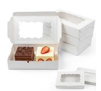 Jiaoshou Pan 20 Pièces Emballage Pâtisserie Carton, Boîtes à Gâteau | 18x11x3.8 cm, avec Fenêtre Transparente, Coffret Cadeau Vide, pour Cookies Muffins Macarons et Pralines (Blanc)