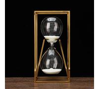Jiawinng Sablier Sand Timer 60 Minutes, Sand Clock Sand Watch, Metal Sandglass Timer with White Sand for Wedding Home Desk Office Classroom Decor,Laiton