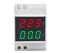 Jiawu AC80-300V Voltmètre Ampèremètre Numérique, Rail DIN Affichage LED | Compteur de courant de tension à double affichage, précision ± 1 %, tube LED 0,5 pouces, pour panneaux industriels