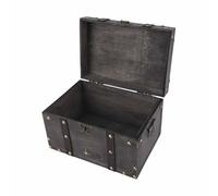 Jiawu Boîte de Rangement Vintage en Bois, Coffre au Trésor Décoratif Antique avec Serrure, Grande Boîte à Bijoux en Bois pour Femme, Organisateur de sécurité à Serrure Codée pour Petits Objets, 9,4