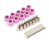 Jiawu Consommables pour Découpeur, Buses d'électrodes Galvanisées, Kit de Remplacement de Coupelles en Céramique, Kit d'électrodes de Buse avec 40 Pièces pour Torche SG55 AG60 CUT60 LGK60 P60