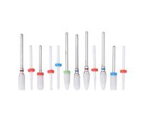 Jiawu Foret de Fraise en Céramique 12 Pièces, Foret de Rectifieuse pour Perceuse à Ongles électrique, Lime de Forage en Céramique Résistante à la Corrosion pour l'élimination des Peaux Mortes,