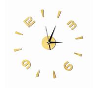 Jiawu Horloge Murale Miroir Adhésive, 60cm, pour Salon (Gold)