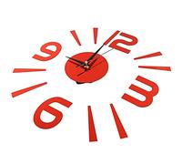 Jiawu Horloge Murale Miroir Adhésive, 60cm, pour Salon (Rouge)