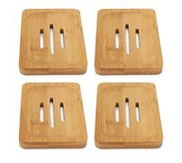 Jiawu Lot de 4 Porte-savons en Bambou Résistant à l'eau et ventilé pour Salle de Bain, Cuisine et Hôtel, Porte-Savon en Bambou Massif de qualité Supérieure, Drainage Naturel élégant