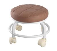 Jiawu Ottoman Roulant à Profil Bas avec Mousse à Mémoire de Forme, Tabouret Scoot à roulettes Universelles Stables, Repose-Pieds Haute densité pour Usage Intérieur (Couleur Café)